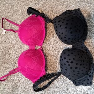 Pink and Black Lace Victoria Secret Bras